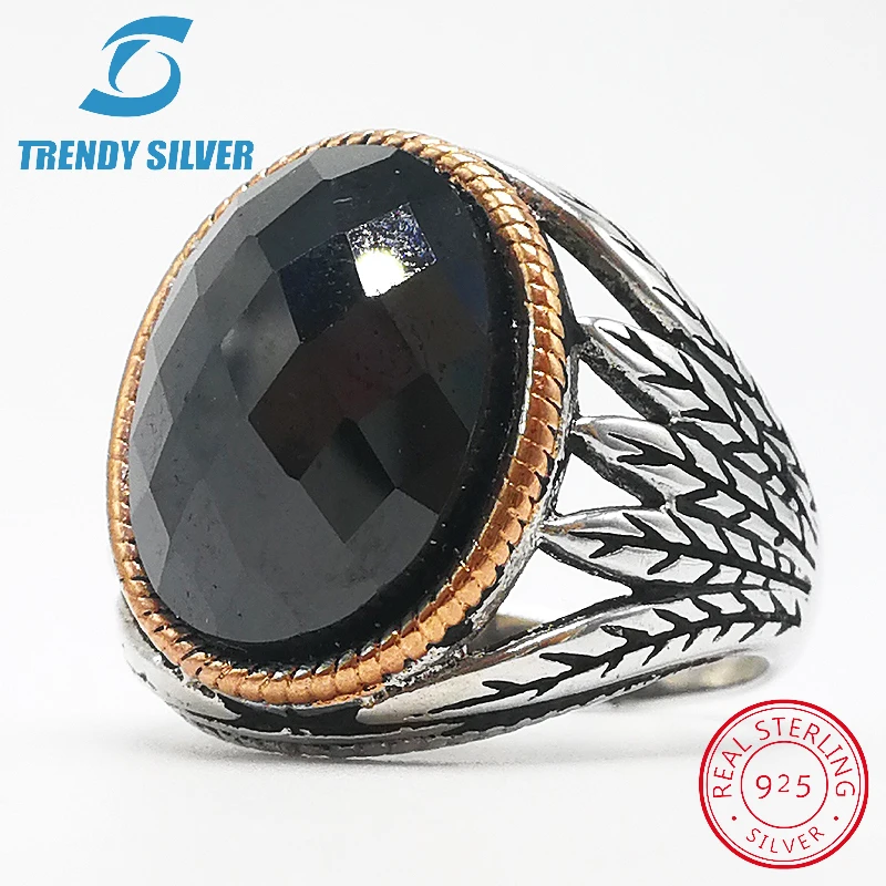 Серебро 925 Изящные Ювелирные изделия мужские кольца аксессуары черный овальный
