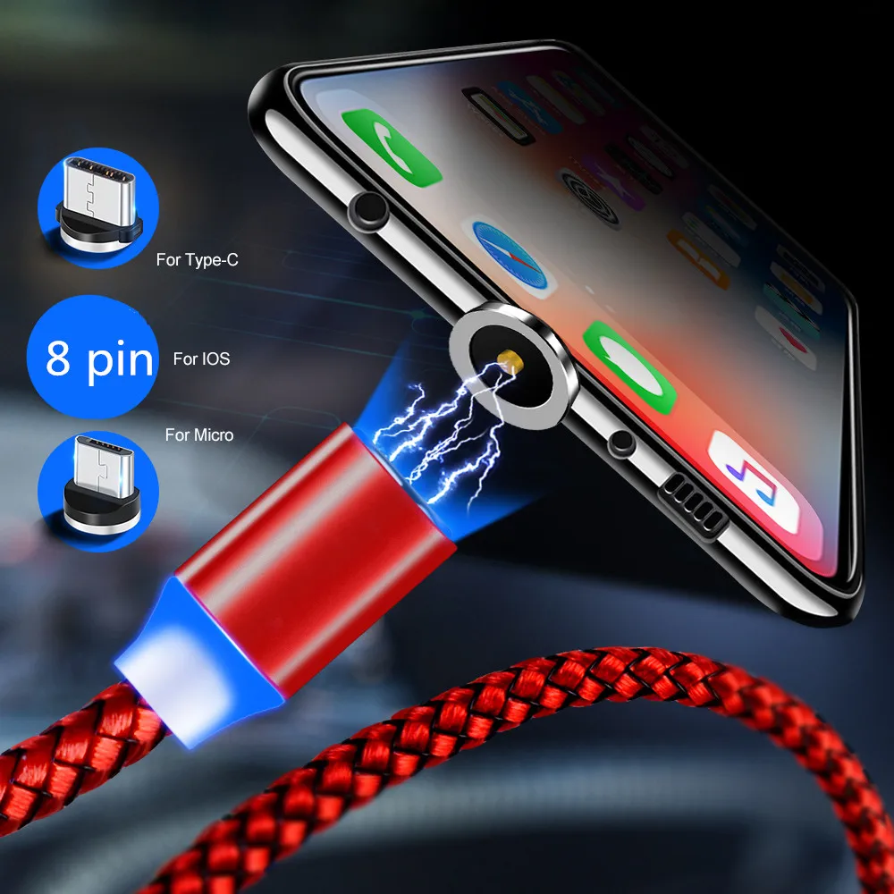 Магнитный кабель Micro USB для Samsung A7 J4 Redmi 7A 4X 5 Note 6 Pro ZTE Blade 20 V7 A3 Honor 8X 6A быстрое