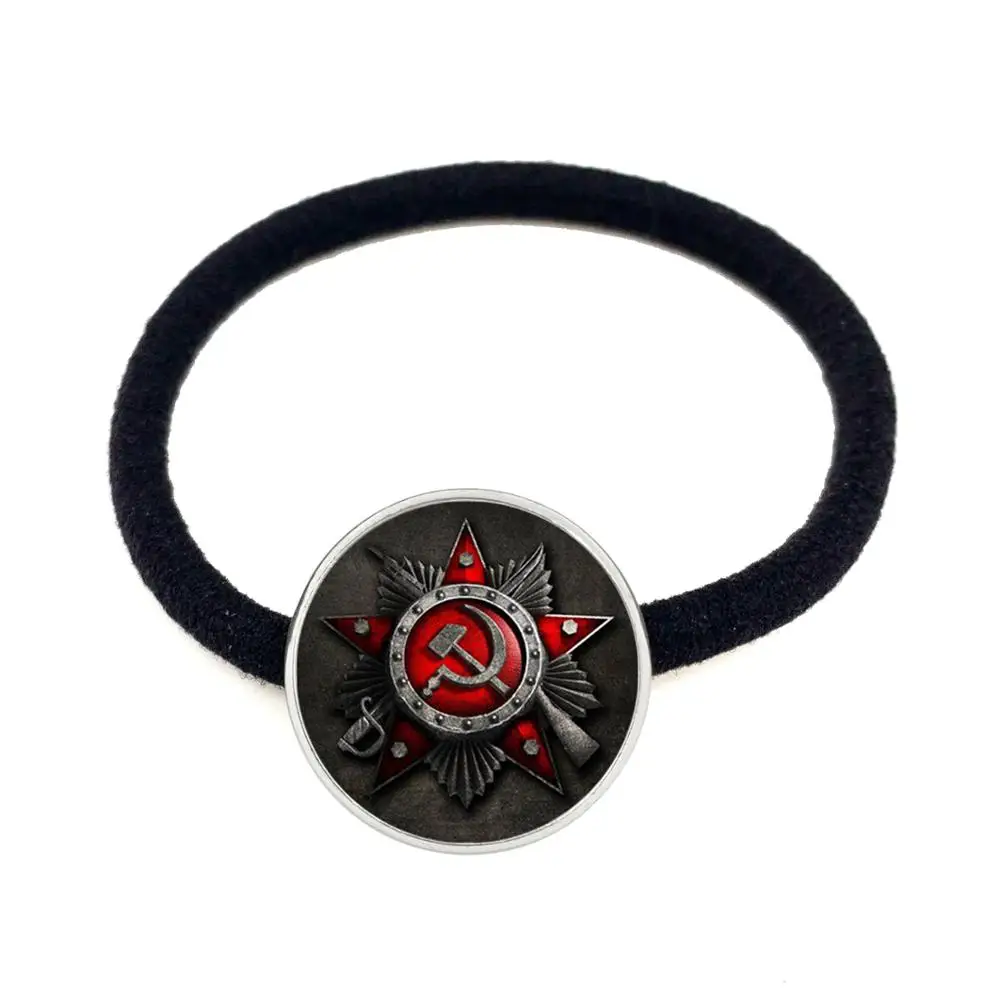 Обруч для волос с красной звездой СССР Советской Армии 16 мм стеклянный кабошон