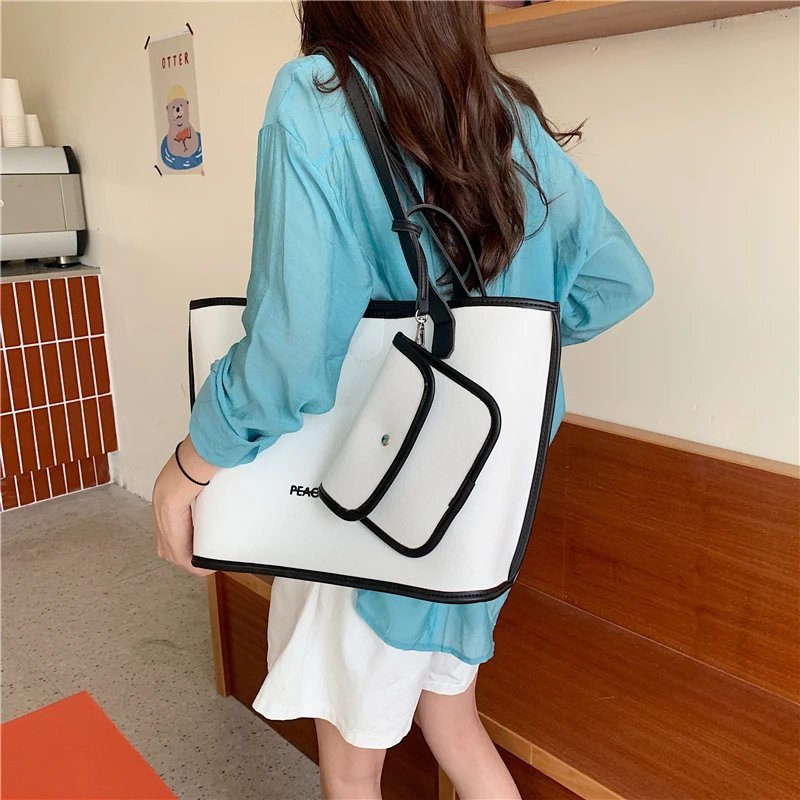 

Сумка-тоут LUCDO Женская холщовая, модная повседневная вместительная сумочка на плечо, Корейская версия, лето 2020