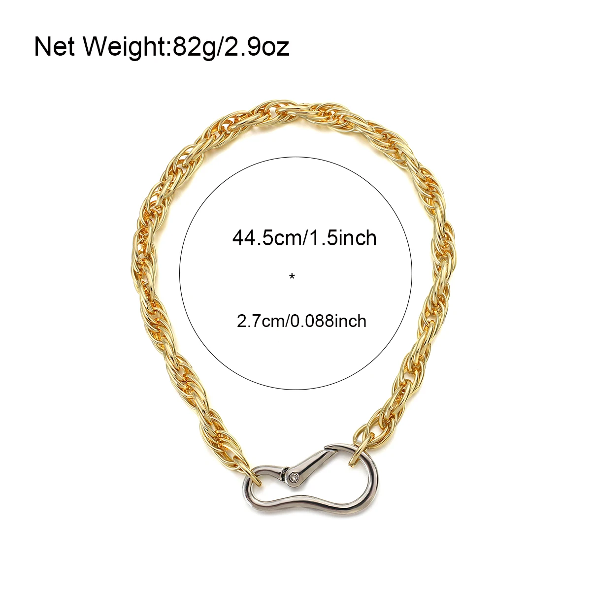 

Flashbuy New Trendy Gold Color Thick Chain Necklace Women Punk Silver Color Keychain Pendant Necklace Jewelry