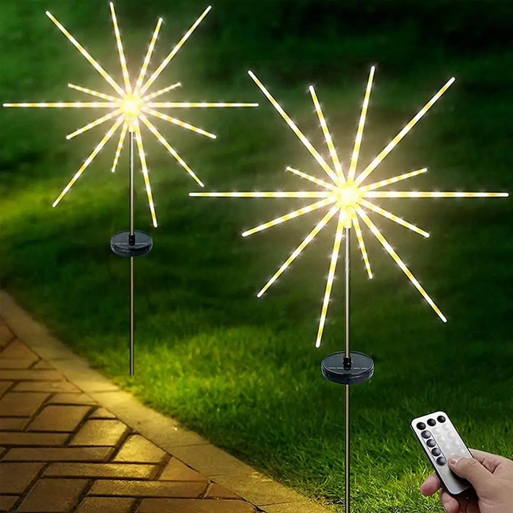 Luces solares de camino al aire libre, luces de fuego a prueba de agua, l&aacute;mpara de trabajo de jard&iacute;n, IP65, 8, iluminaci&oacute;n de Control remoto-1