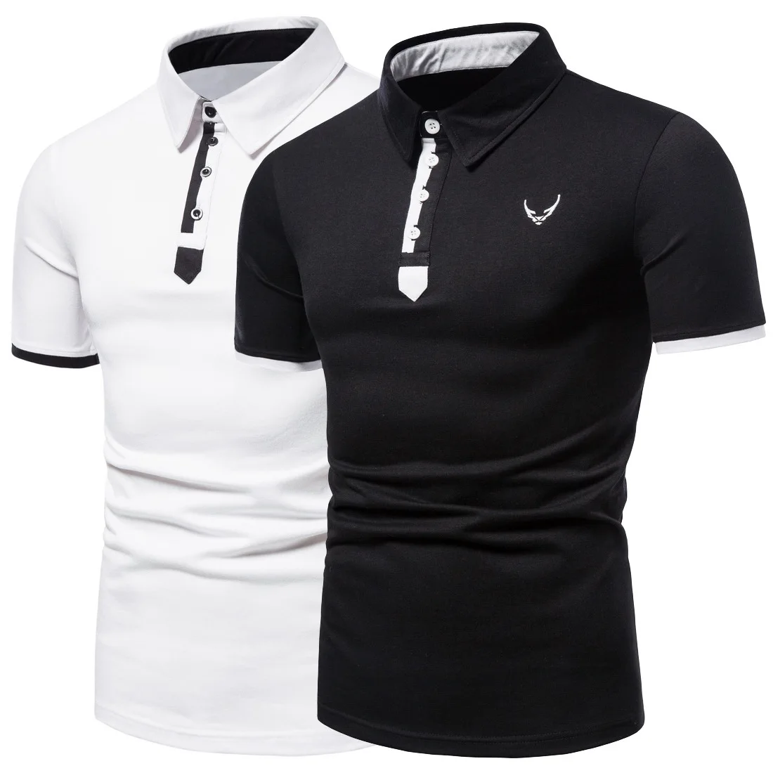 

European Code Summer Europe And The United States Lapel Short Sleeve T-Shirt Logo Embroidered Men'S Half Sleeve Shirt