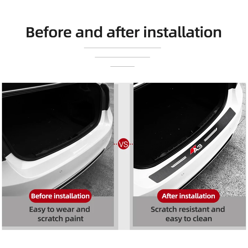 1pcs Car trunk Protective Decorative Carbon Fiber Fabric Scratch-proof modification of for Audi A3 A4 A5 A6 A7 Q3 Q5 Q7 | Автомобили и