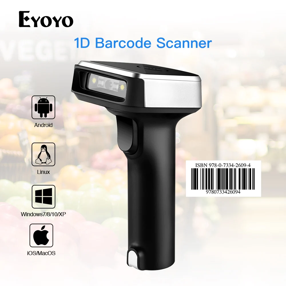 

Eyoyo Wireless/Wired 1D Barcode Scanner 2.4G Portable Handheld CCD Reader For POS iPad iOS Android Tablets Computers Smartphone