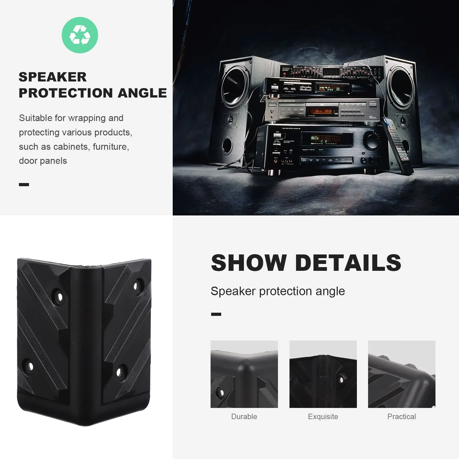 

10 Sets Black Speaker Corners Cabinet Guitar Stage Hard Amplifier Protector Durable Sound Box Wrap Anti Collision with Screws