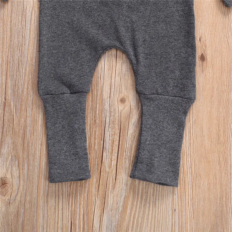 

Infant Baby Long Sleeve Jumpsuit Spring Autumn Fashion Solid Color Single-breasted Hooded One Piece Long Romper For Newborn Baby