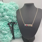 LUER ожерелье с именем на заказиндивидуальная эмалированная табличка с надписью Стразы DIY кулон для женщин девушек ювелирные изделия подарок