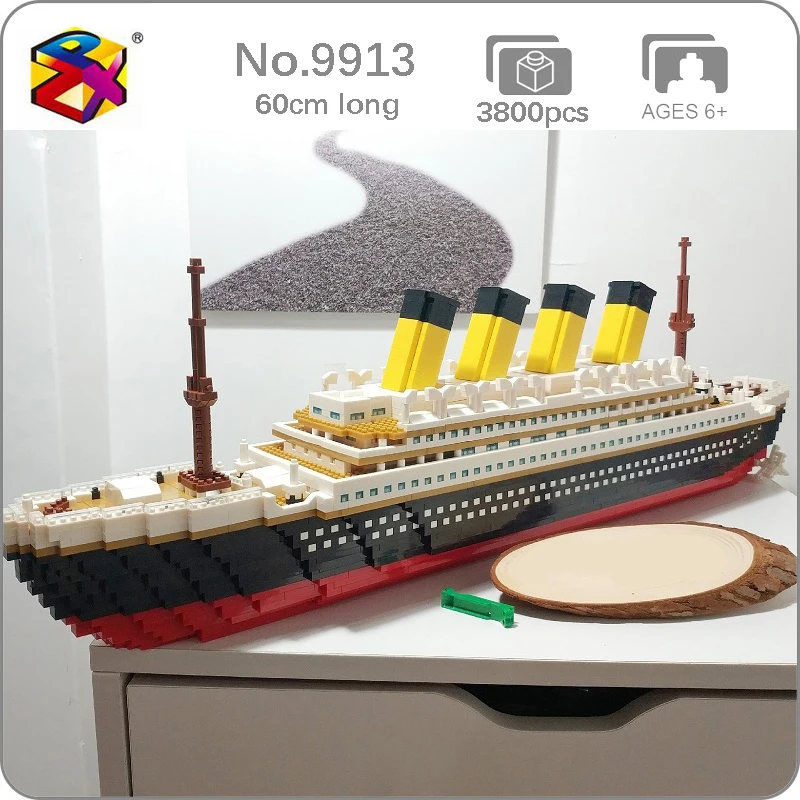 

CB PZX 9914 Movie Titanic Big Cruise Ship Boat 3D Modle 3800pcs DIY Mini Diamond Blocks Bricks Building Toy For Children No Box