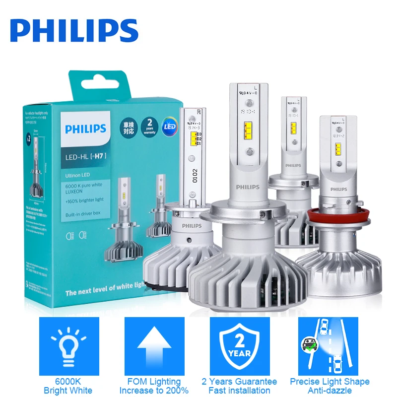 2 шт. H8 H9 H11 светодиодные фары H1 Philips X treme 6000K H16 Автомобильные противотуманные лампы