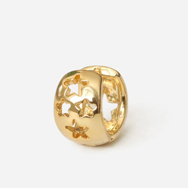 SRCOI покрытые медью в виде Золотой Звезды полые круглые серьги-кольца 2019 модные