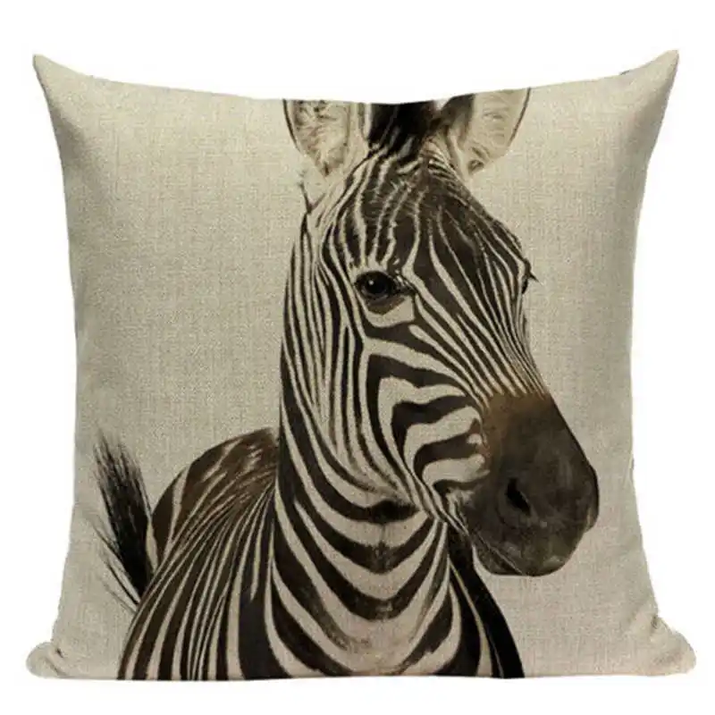 

Case Lion Linen Giraffe Rabbit Square Pillow 18" Animal Tiger Sofa Cover Cushion