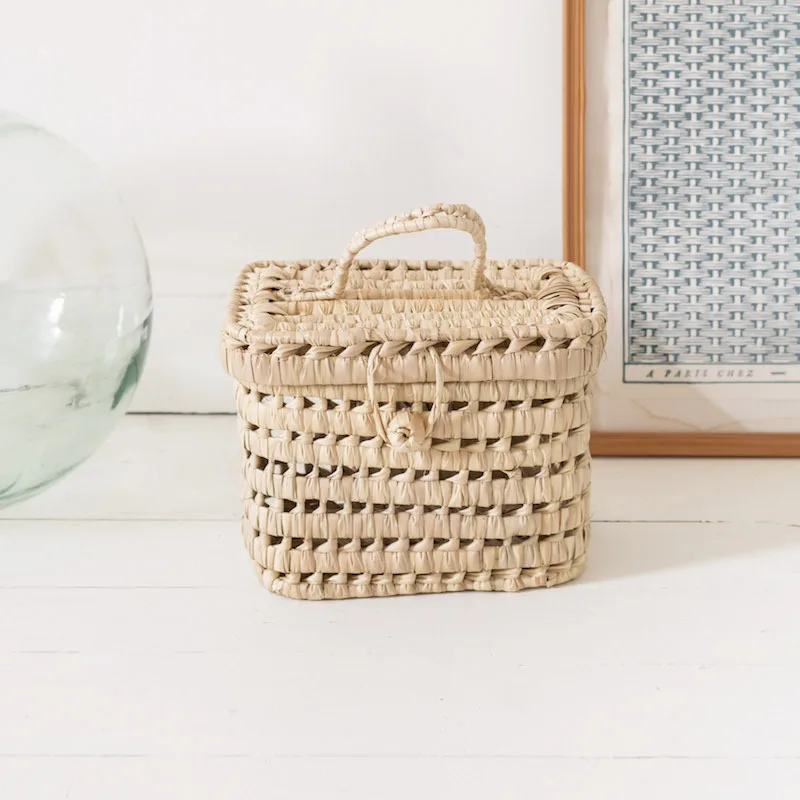 Handmade Rattan Basket Cute Kids Storage Picnic Handbag Baby Room Nursery Decor Wicker Organizer Bag Neatening Home Decorations