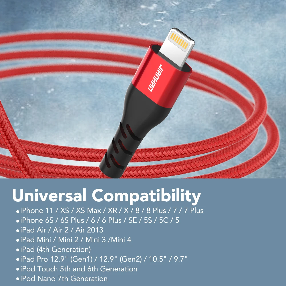 JianHan MFi USB-кабель для iPhone 11 X Xs 2.4A Быстрая зарядка Lightning-кабель SE 8 7 6 зарядки и