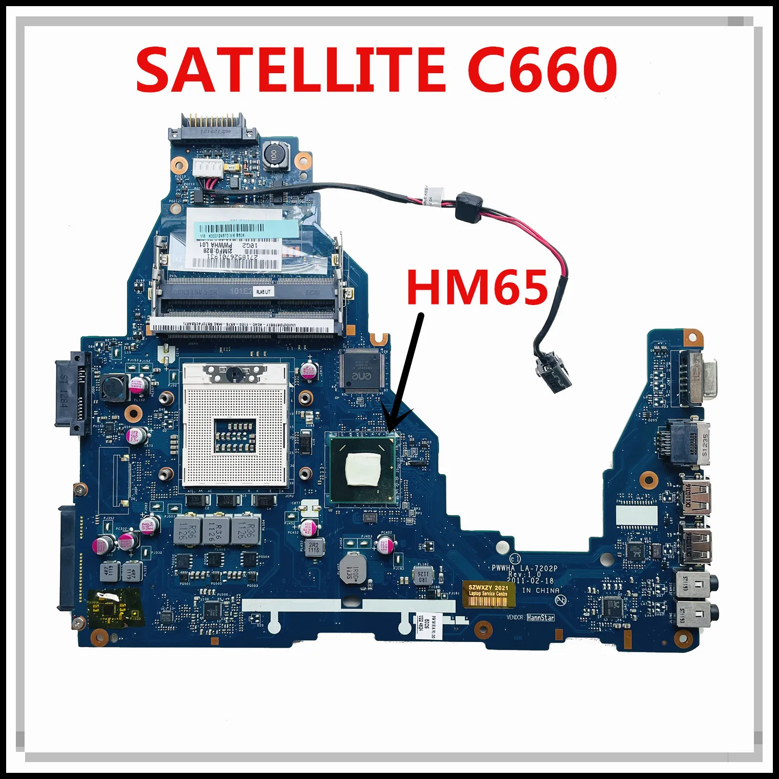 Для ноутбука Toshiba SATELLITE C660 материнская плата PWWHA LA-7202P K000124370 HM65 DDR3 100%