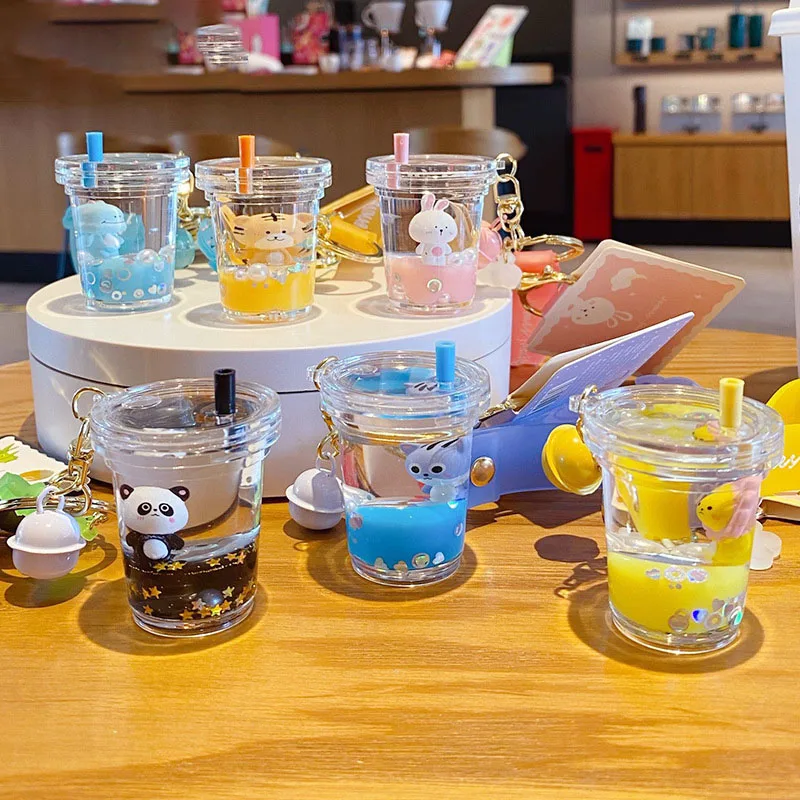 Брелок с рисунком сыпучего песка животных кроликов тигром плавающий бутылка