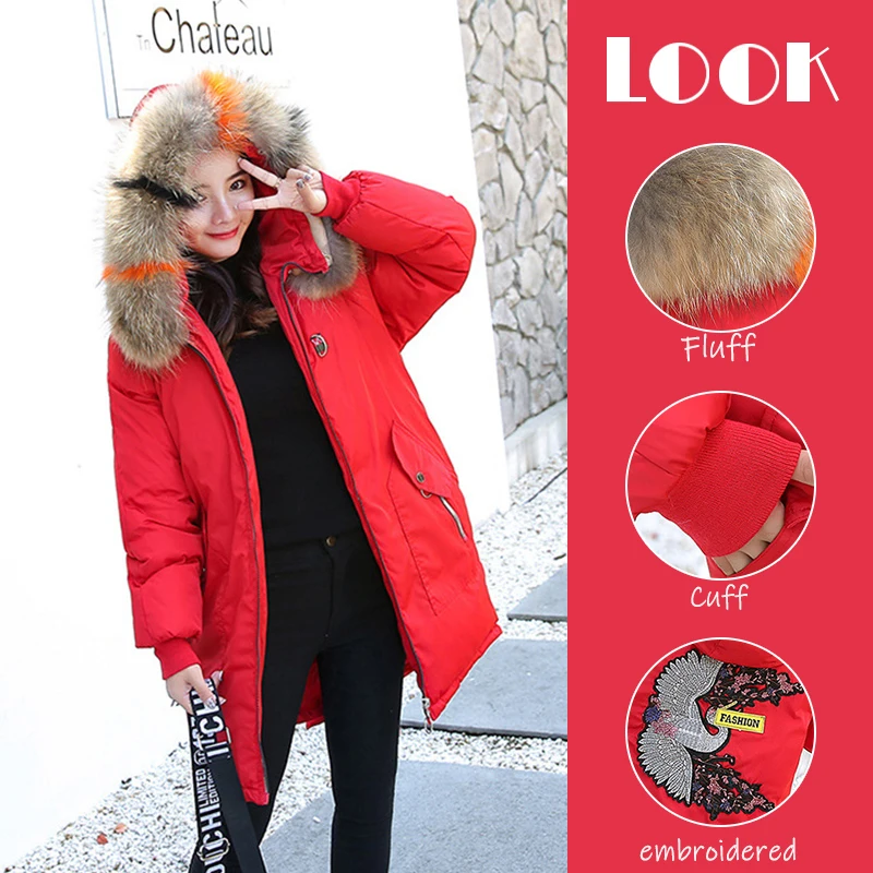 

Anbenser Winter Jacket Women 2020 New Embroidery Casual Hooded Warm Cotton Padded Coat Female Loose Black Long Parka Mujer 3XL