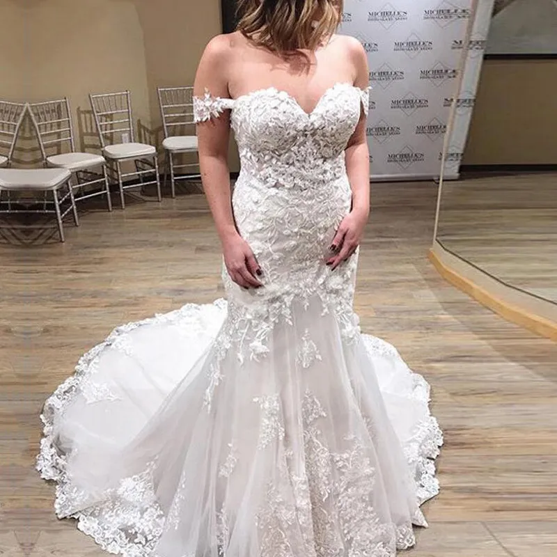 

Sexy Sweetheart Mermaid Slim Wedding Dress Lace Appliques With Detachable Short Bridal Gowns Formal Natural Slim Trumpet Bride