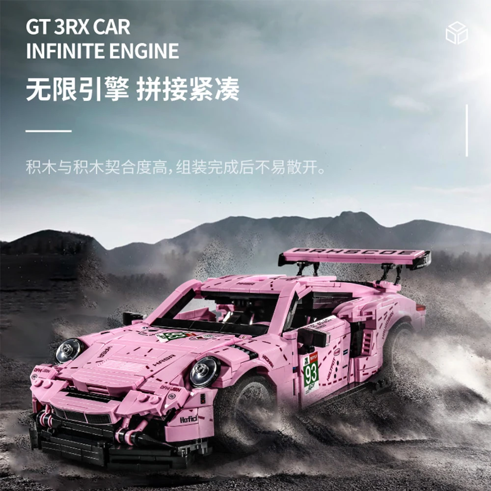 

Creator Expert High-tech City Series Formula Pink GT3 sports car 1063 PCS GTE RSR SUV Moc Modular Bricks Model Building Blocks