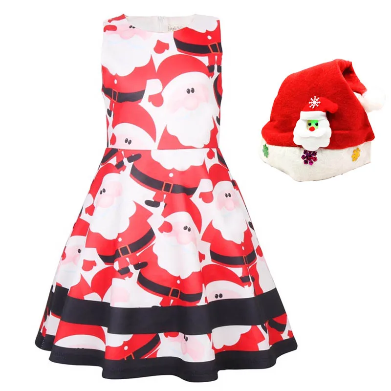 Платье для девочек с Санта Клаусом детская Рождественская одежда платья