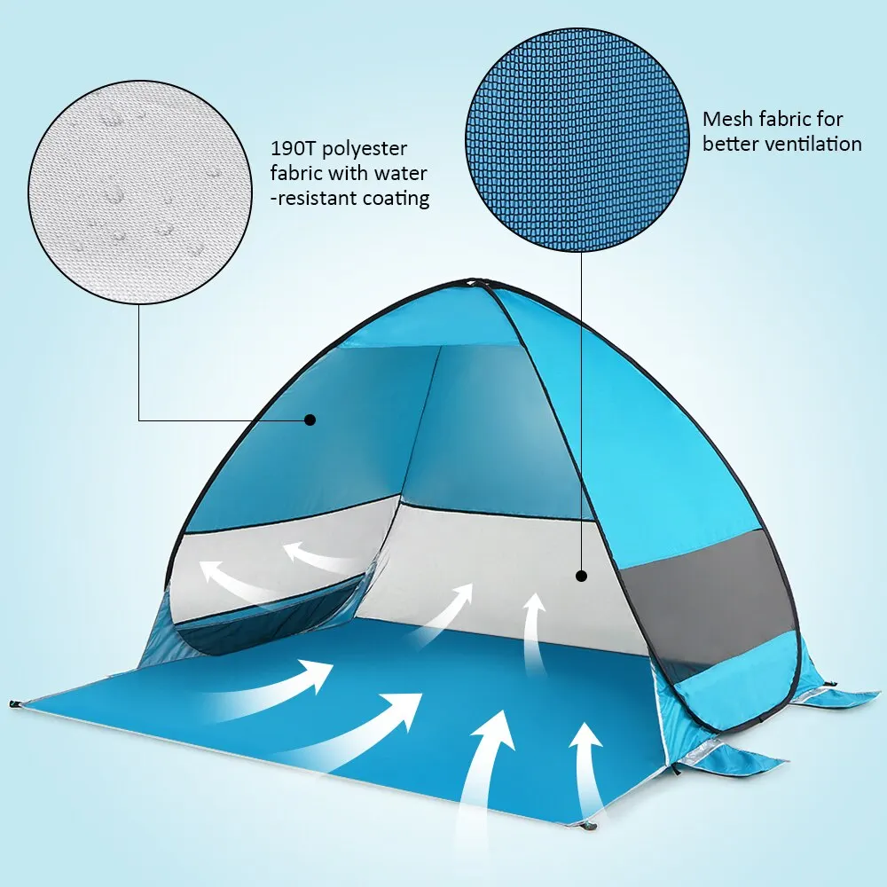 Outdoor Automatic Tent Instant Pop up Camping Tent Portable Travel Beach Tent Anti UV Shelter Fishing Hiking Picnic Silver X88B