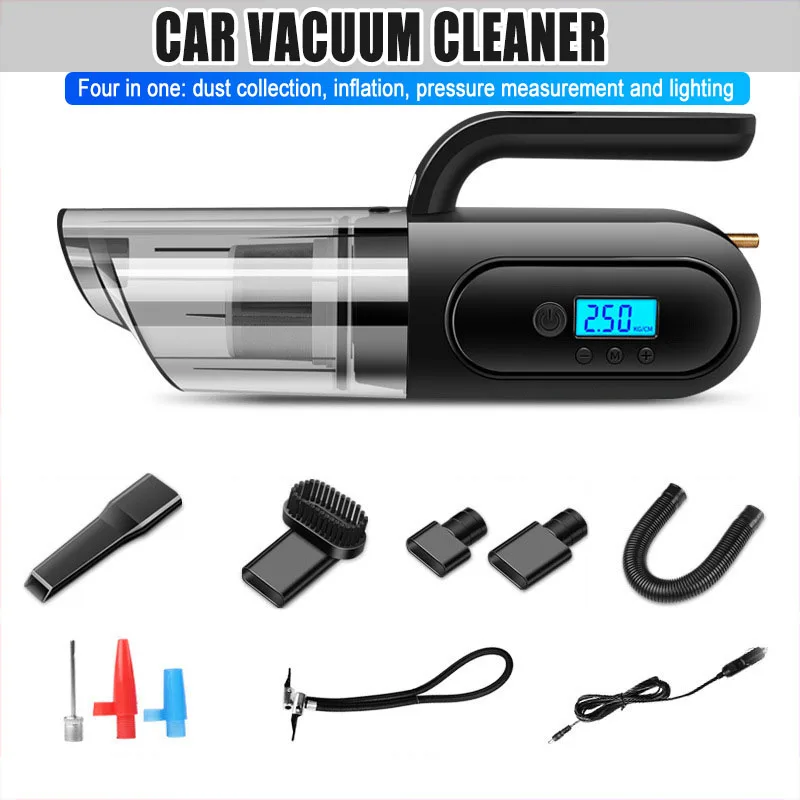 

4-In-1 Multifunctional Vacuum Cleaner/Air Pumps/Tire Pressure Tester/Lighting for Home Car Cleaning Tools M8617