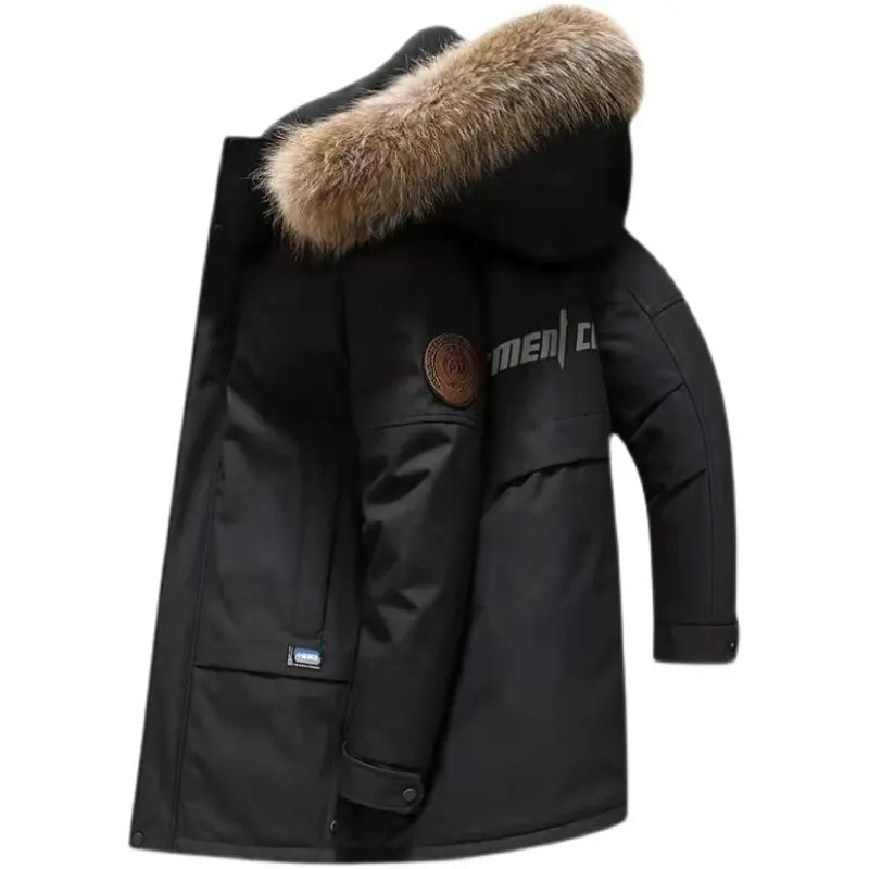 White duck down down jacket windbreaker business winter thickened white duck down jacket tooling fashion medium and long