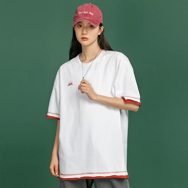 SingleRoad женская футболка 2020 панк однотонный хлопок хип хоп Харадзюку Японская