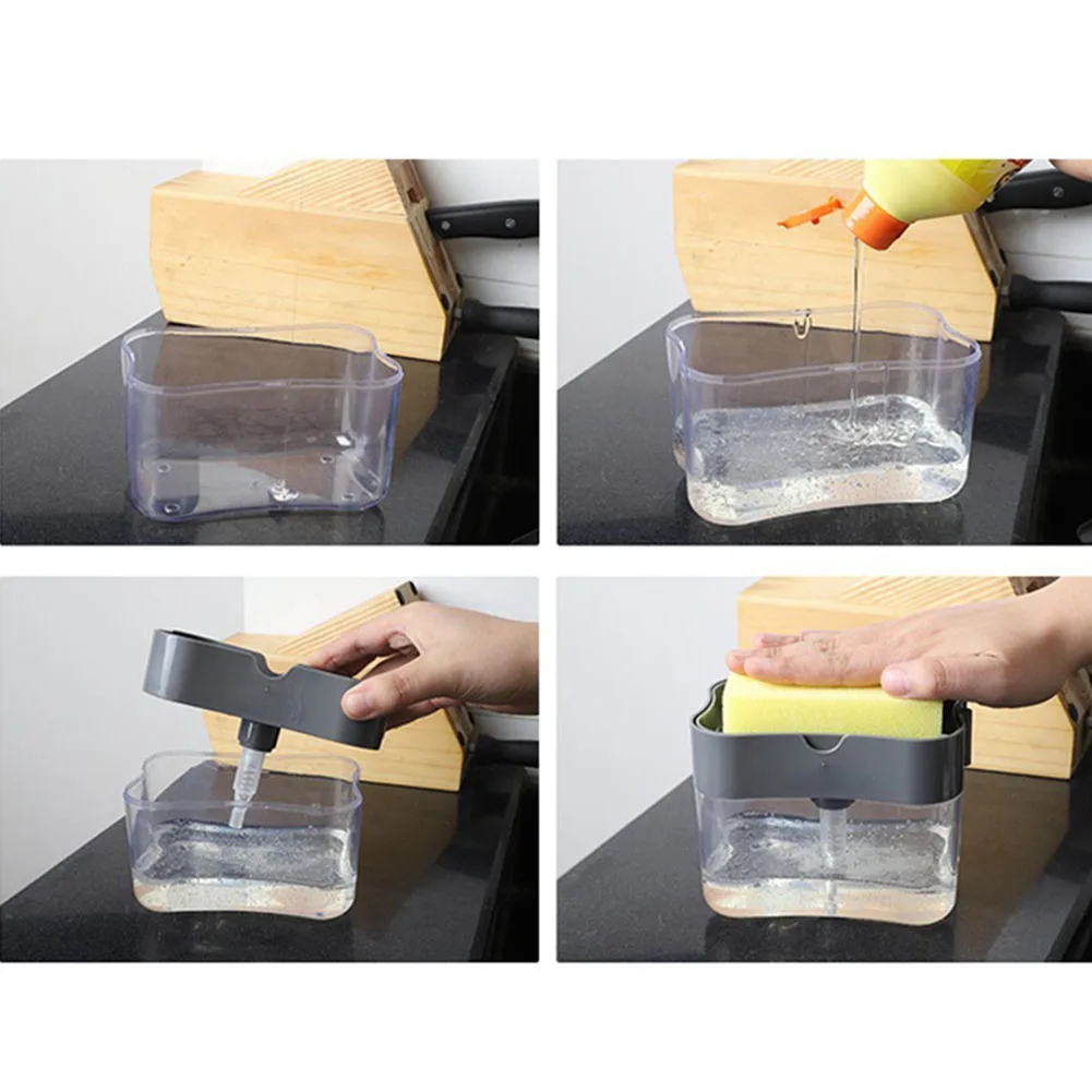 

Kitchen Scrubbing Liquid Detergent Dispenser Hand Press-type Liquid Box Scouring Pad Dishwashing Soap Box Kitchen Accessories