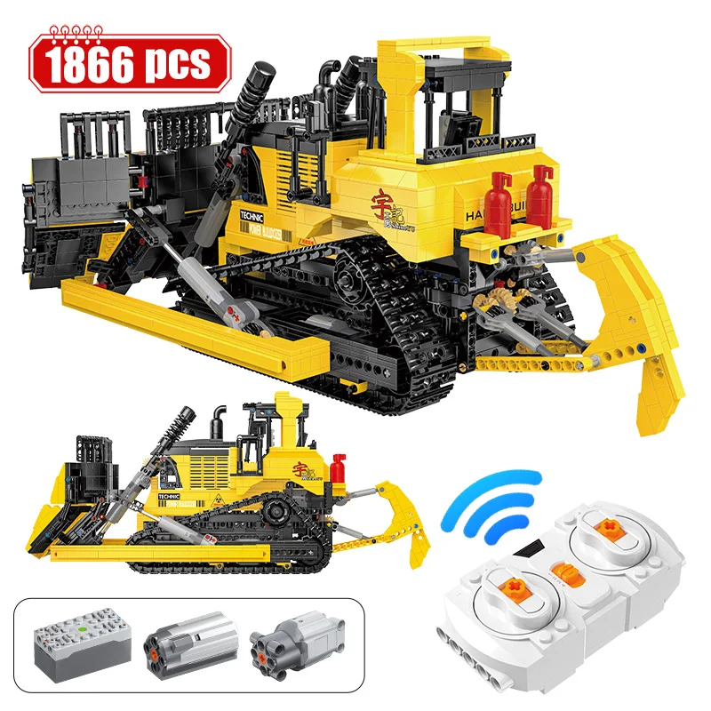 

1866Pcs City Engineering Technical RC Bulldozer Vehicle Building Blocks Remote Control Large Car Bricks Toys For Children Boys