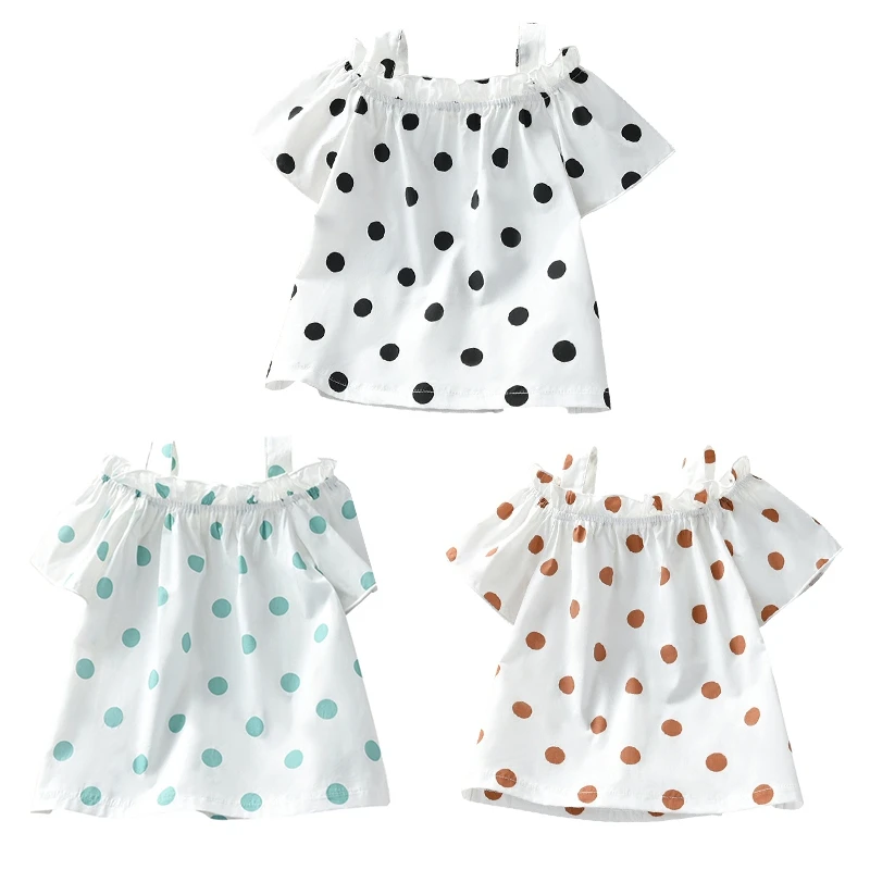 Летние футболки с открытыми плечами для маленьких девочек одежда принцессы