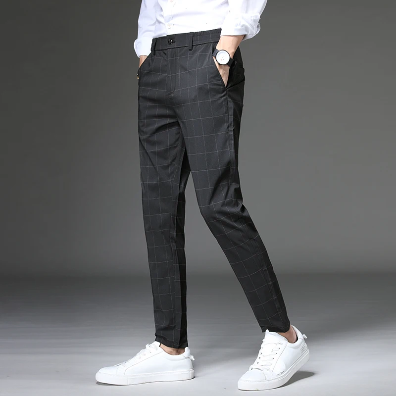 Брюки мужские прямые тонкие повседневные модные деловые Костюмные штаны в