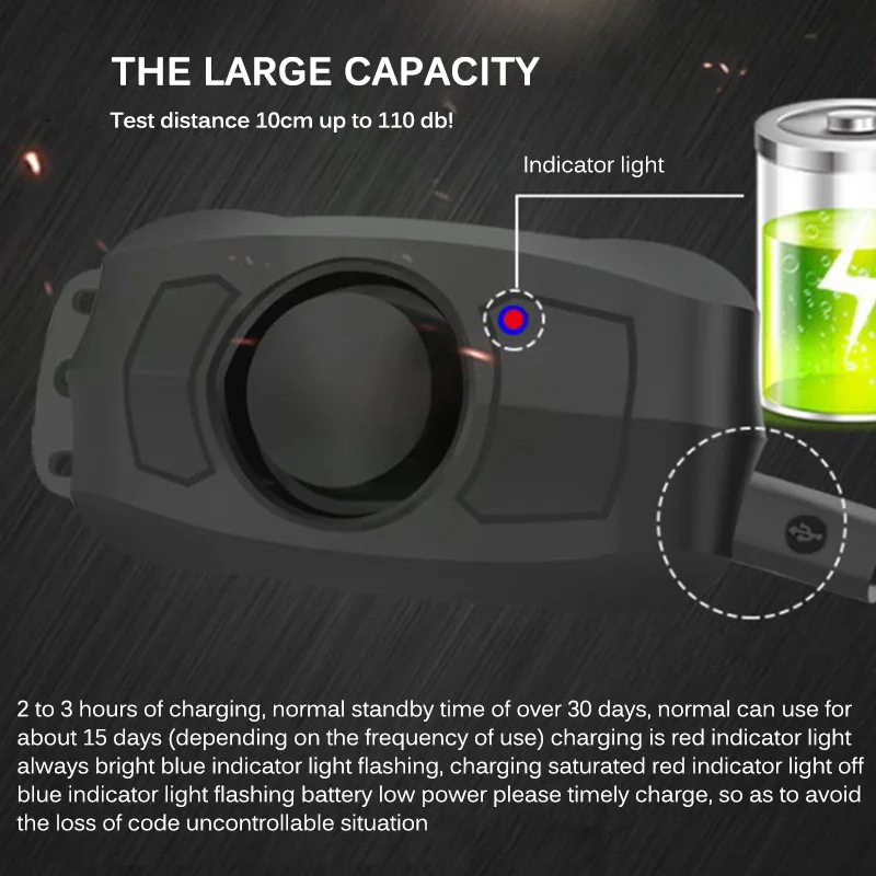 

Anti-Theft Vibration Alarm System Motorcycle Bike Security Lock USB Rechargeable Wireless With Remote Control Mimi Intelligent
