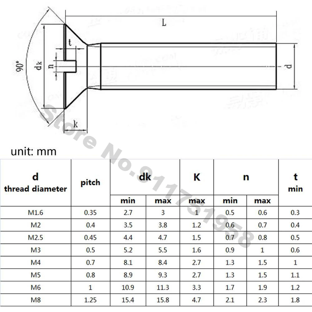 

10/50pc 304 A2-70 Stainless Steel Metric Threaded Slotted Flat Countersunk Head Machine Screw Bolt M1.6 M2 M2.5 M3 M4 M5 M6 GB68