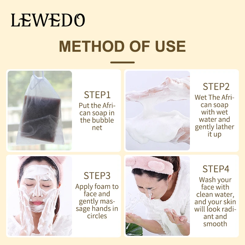 

LEWEDO Nourishing Black Soap Deep Cleansing Repair Skin Acne Treatment Body Multi-effect Handmade Soap Dark Soap 100g