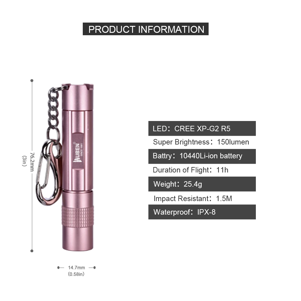 WUBEN E501 Mini LED Flashlight Pocket flashlights Portable led Lantern USB Rechargeable Lamp Key Light Zoomable Waterproof Torch | Лампы и