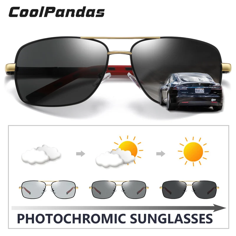 CoolPandas Brand Design Square Sunglasses Men Women Polarized Photochromic Sun Glasses Driving Goggle lentes de sol hombre