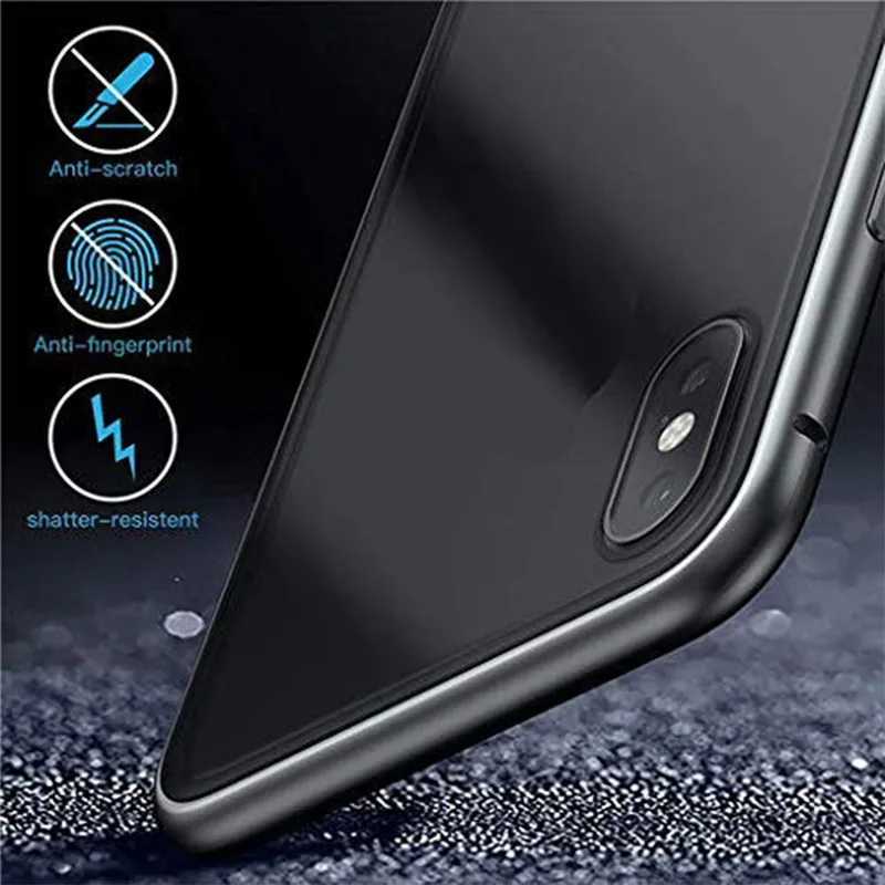 Магнитно привлекательный металлический чехол для телефона iPhone Xr Xs Max X 8 7 6S 6 Plus алюминиевая рамка с закаленным стеклом задняя крышка