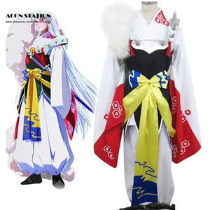 Таможня; Бесплатная доставка; Костюм Инуяша Sesshomaru кимоно Косплэй для детей и взрослых костюм