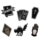 Броши в стиле панк, готика, темный гроб, книга, ручная кошка, ведьмы, эмалированная заколка на лацкан, рюкзак, рубашку, значки, ювелирные изделия, подарки на Хэллоуин