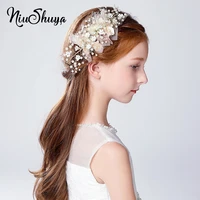 niushuya girls flower with gold leaf headdress children stage show hair ornament party photography headpiece accessories