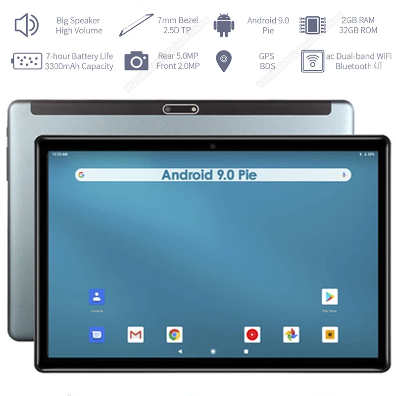 10 дюймовый Android 9 0 планшет Google play 3G сотовый телефон 32 ГБ eMMC 2.5D стекло 1280x800 HD экран