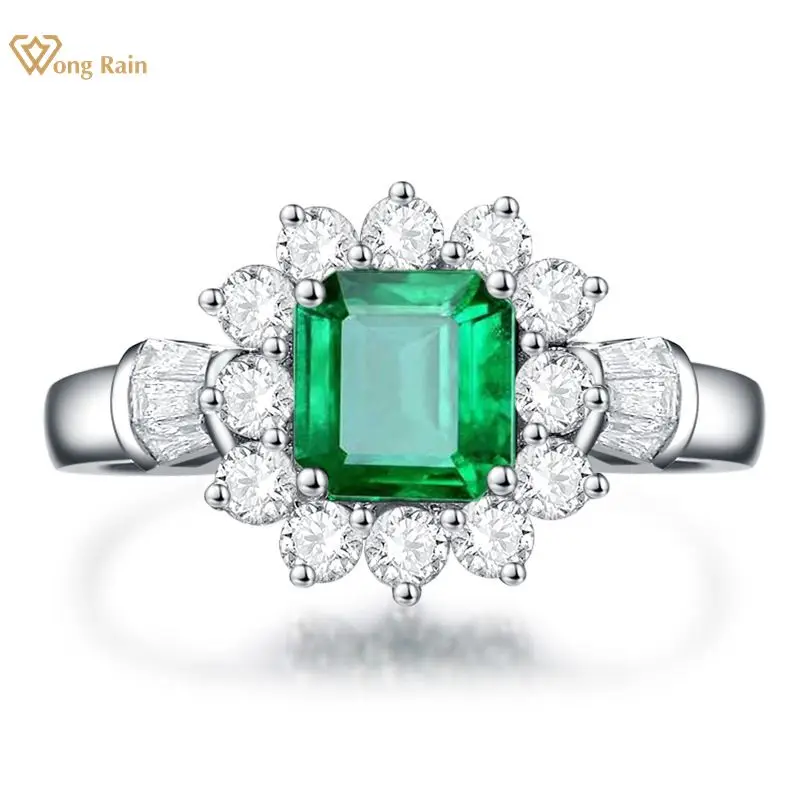 

Wong Rain Vintage 100% 925 Sterling Silver Emerald Gemstone Wedding Engagement Diamonds White Gold Ring Fine Jewelry Wholesale