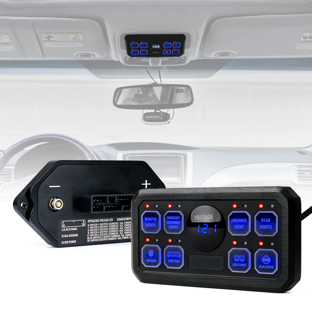 Goedkoop Blauw Licht 8-Schakelaar Controle Systeem Led Touch Screen Bedieningspaneel, Geschikt Voor Utv-Politie Patrouillewagen-Ambulance