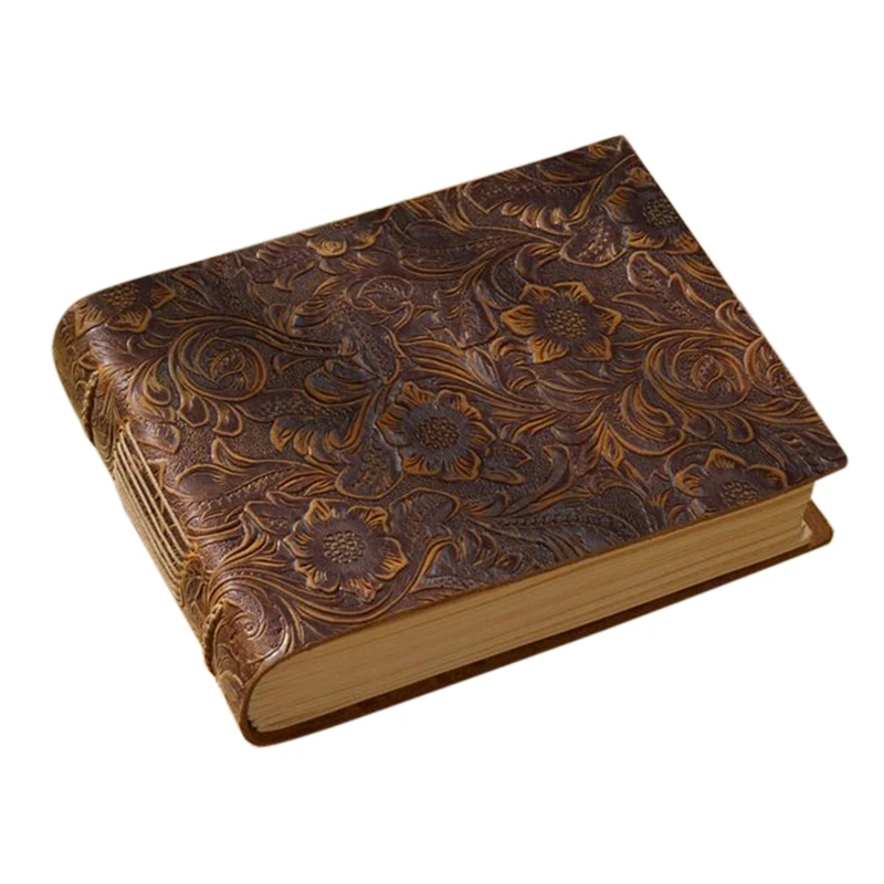 

Handmade Notebook Pu Leather Cover Thick Sketchbook Retro Diary Student Gift Blank Kraft Paper Book 400 Pages
