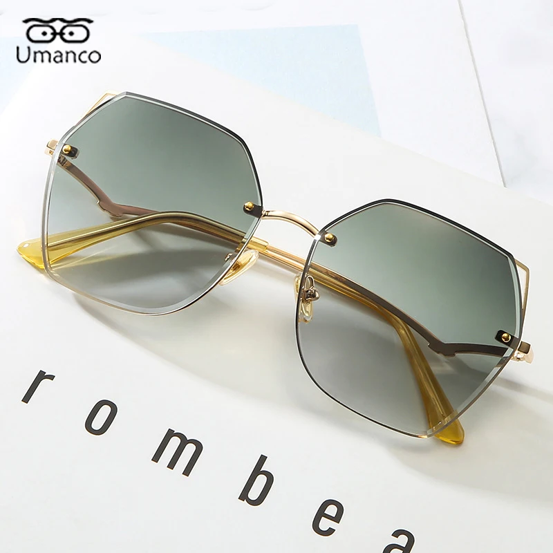 

2021 модные оправы Солнцезащитные очки для женщин от неправильный многоугольник металлическая ножка градиент AC линзы анти UV400 уличная походн...