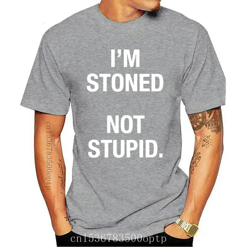 

IM STONED NOT STUPID Print Men T shirt Fashion Casual Funny Shirt For Man Black White Top Tee Hipster Hip-hop Street ZT-98