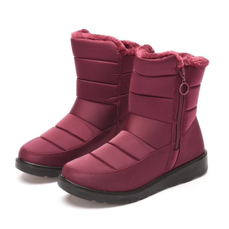 

WInter Women Snow Boots Warm Plush Fur Boots Ladies Casual Zip Up Booties Women Waterproof Botines Mujer 2021 New