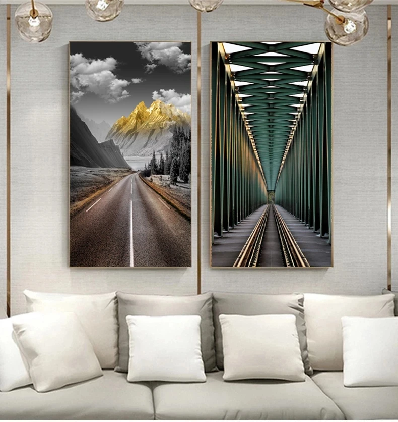 Абстрактный пейзаж пространства геометрии холст живопись стены искусства постеры печати картин для гостиной дом Cuadros декор на.