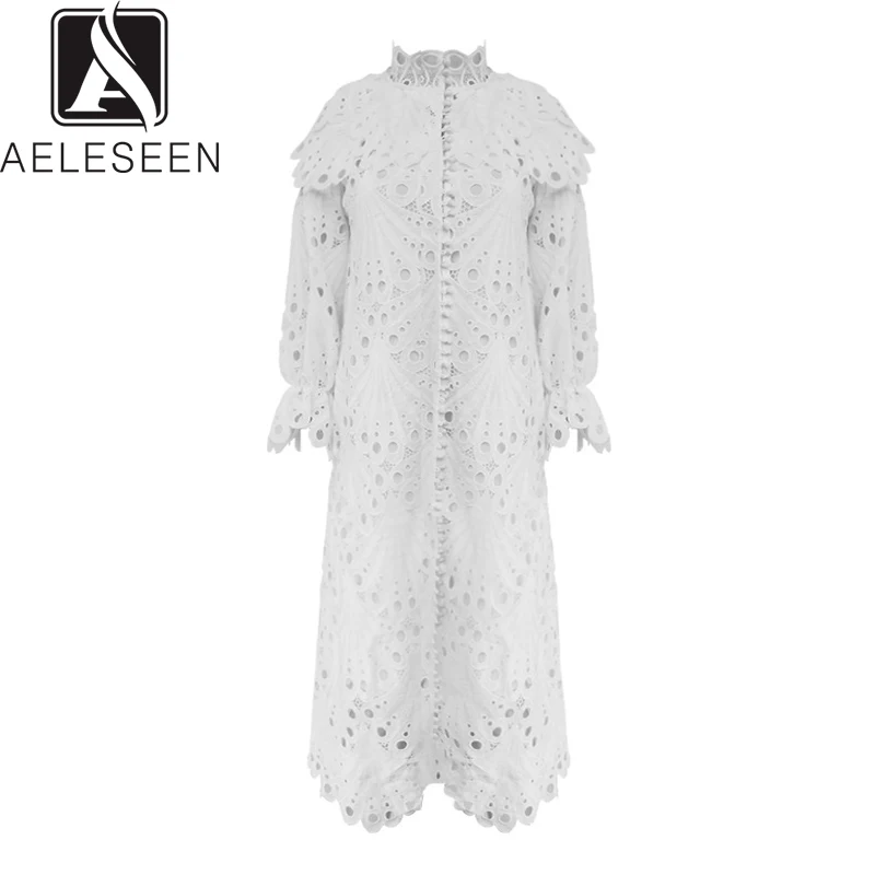 Женское кружевное платье трапеция AELESEEN элегантное ажурное миди в европейском